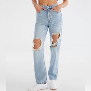#83 AEROPOSTALE Light Wash Distressed 90s Baggy Jean Size 00